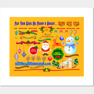 Merry Christmas Santa & Happy New Year Posters and Art